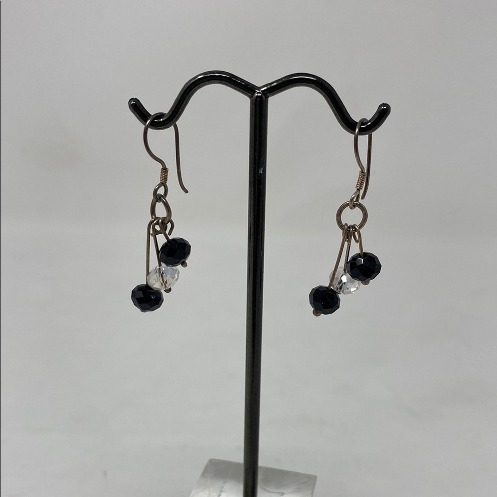 Elegant Black and Silver Dangle Earrings Silver sterling.925